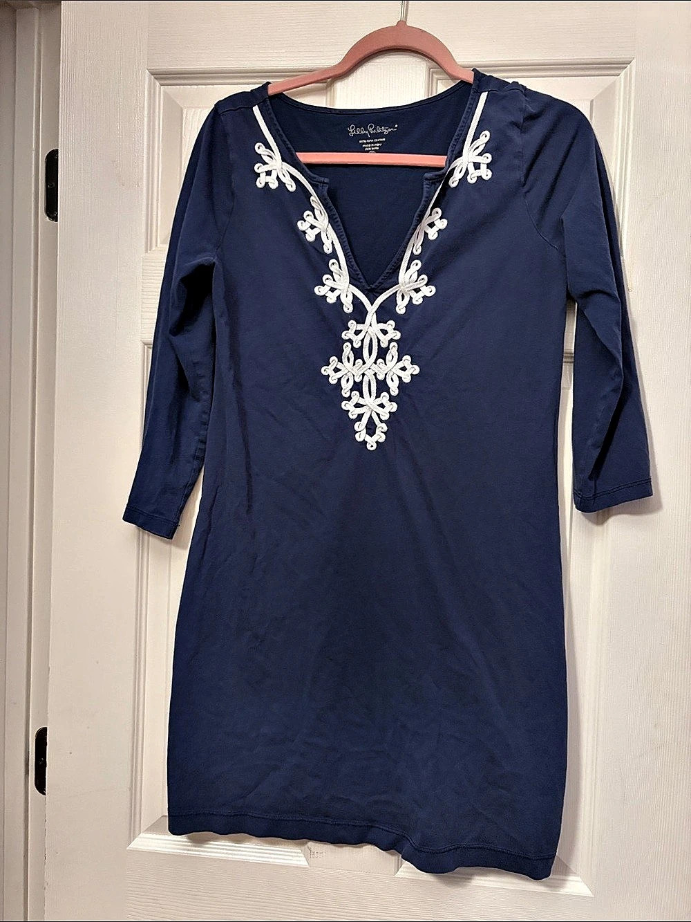 Lilly Pulitzer Brewster Dress Embroidered Mini Dress Blue Medium